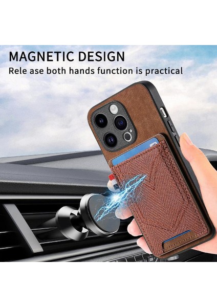 IPhone 14 Için Kılıf Pro Max Manyetik Araç Montaj Crad Yuvası Kot Cep (Yurt Dışından)