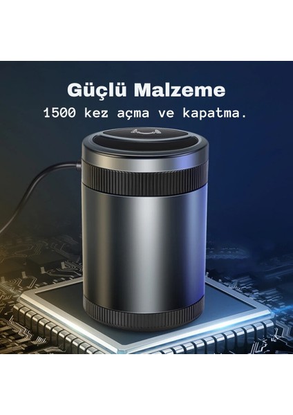 Sz Master Bilişim Araç Içi Sensörlü Işıklı Küllük Otomatik Açılır Içi Metal Araba Ev Ofis Küllük Sigara Kül Tablası