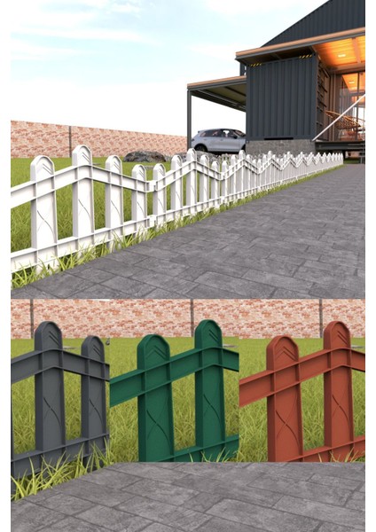 Dekoratif Plastik Bahçe ve Peyzaj Çiti 8 ADET ÇİT (Y: 32 CM / G: 4.4 M) TOPRAK AYAKLI