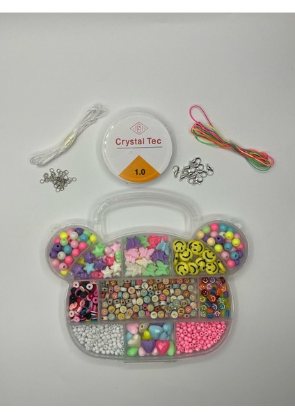 Ayıcık Desenli Kutuda Harfli Plastik Eğlence ve Hobi Takı Yapım Malzemeleri