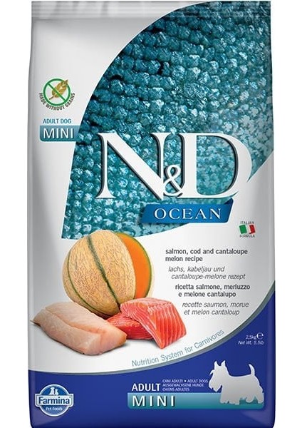 Ocean Somon ve Morina Balıklı Mini Yetişkin Köpek Maması 2.5 kg