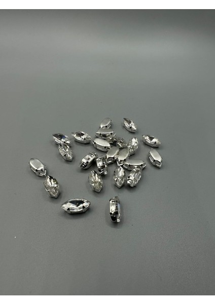 7X15(1.5 Cm) Mekik Kasalı Dikme Cam Taş 100 Adet Beyaz