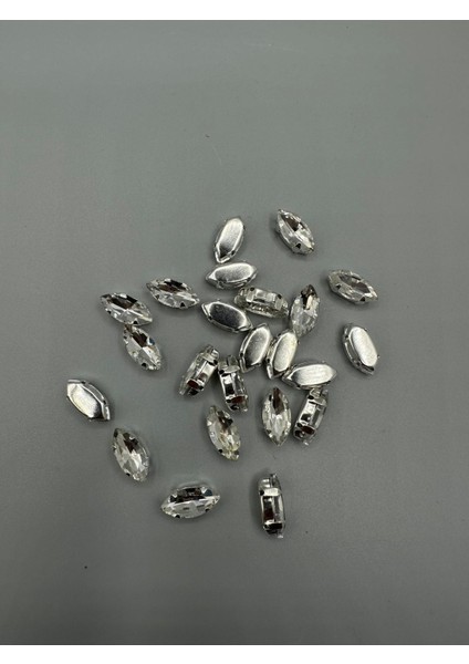 7X15(1.5 Cm) Mekik Kasalı Dikme Cam Taş 10 Adet Beyaz