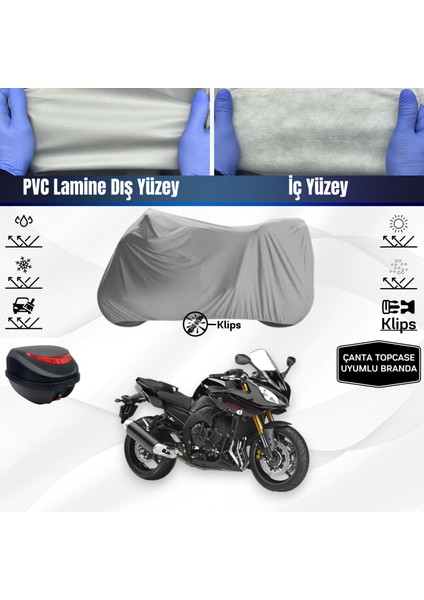 Ultra Shop Yamaha Fazer 8 Abs Motosiklet Brandası Çanta Topcase Uyumlu Motor Brandası
