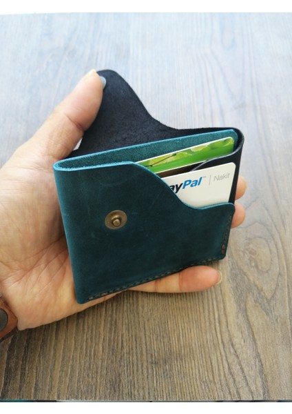 Deri Kartlık Kişiye Özel Isimli Deri Kartlık Siyah Turkuaz Minimal Kartlık MK45T fiyatları