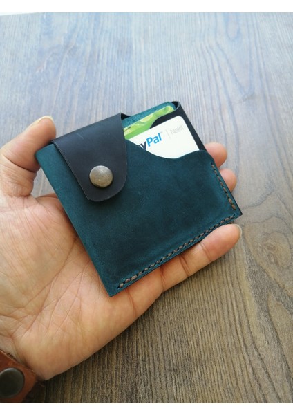 Deri Kartlık Kişiye Özel Isimli Deri Kartlık Siyah Turkuaz Minimal Kartlık MK45T fırsatları