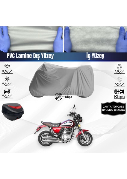 Ultra Shop Yukı Scram 170 Motosiklet Brandası Çanta Topcase Uyumlu Motor Brandası