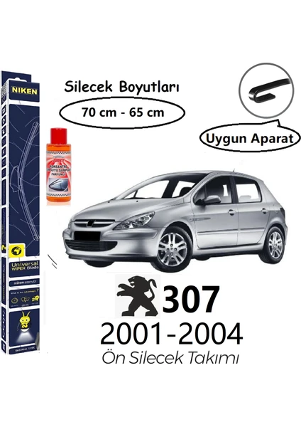 Peugeot 307 Muz Tipi Ön Silecek Takımı (2001-2004) Hediye!!! Autokit Konsantre Cam Suyu