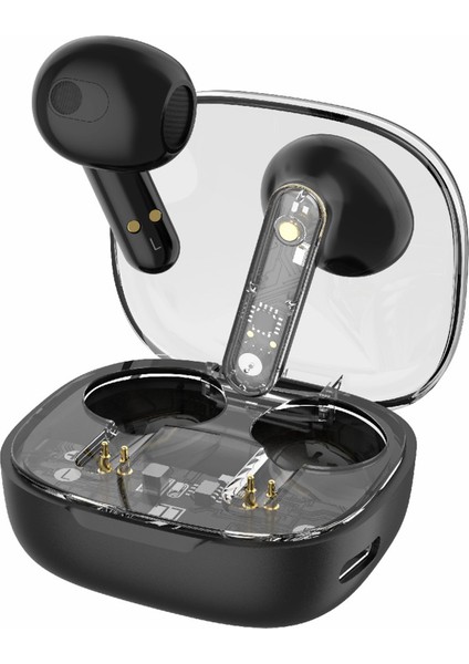 W38 Şeffaf Tws Bluetooth Kulaklık Stereo Müzik Kablosuz Kulaklık (Ce Sertifikalı) - Siyah (Yurt Dışından)