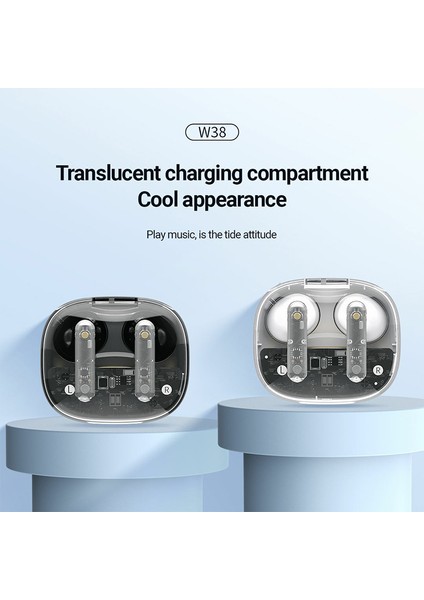 W38 Şeffaf Tws Bluetooth Kulaklık Stereo Müzik Kablosuz Kulaklık (Ce Sertifikalı) - Siyah (Yurt Dışından) fırsatları