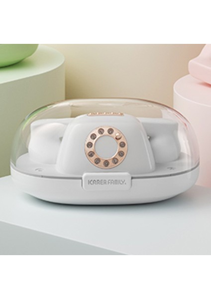 Icarer Ailesi Retro Telefon Şekli Kablosuz Kulaklık Bluetooth 5.3 Kulaklık - Beyaz (Yurt Dışından)