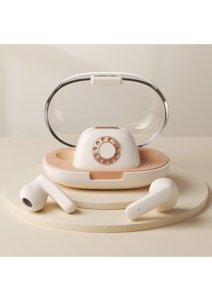 Icarer Ailesi Retro Telefon Şekli Kablosuz Kulaklık Bluetooth 5.3 Kulaklık - Beyaz (Yurt Dışından) fırsatları