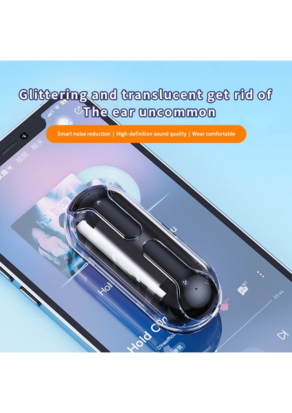 TM20 Şeffaf Kabuk Yarı Kulak Içi Bluetooth Kulaklık Dokunmatik Kontrollü Kablosuz Kulaklıklar - Beyaz (Yurt Dışından)