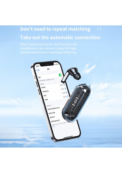TM20 Şeffaf Kabuk Yarı Kulak Içi Bluetooth Kulaklık Dokunmatik Kontrollü Kablosuz Kulaklıklar - Beyaz (Yurt Dışından)