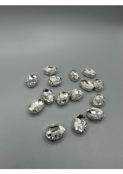 13X18(1.8CM) Kasalı Dikme Oval Cam Taş 15 Adet