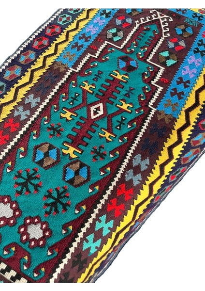 El Dokuma Sıfır Kilim Seccade 100x190 Renkli Kilim