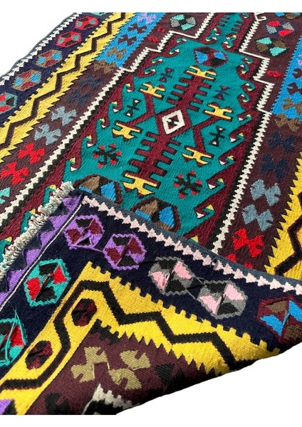 El Dokuma Sıfır Kilim Seccade 100x190 Renkli Kilim