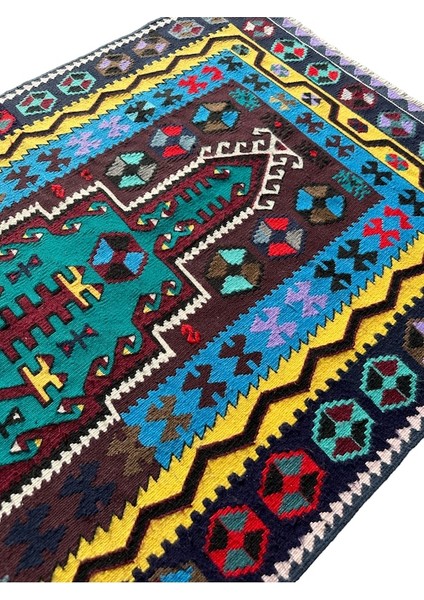 El Dokuma Sıfır Kilim Seccade 100x190 Renkli Kilim