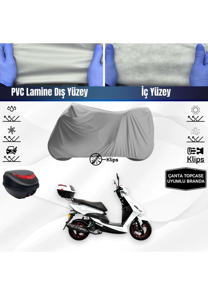 Ultra Shop Yukı YB50QT-3 Casper Uyumlu Motosiklet Brandası Çanta Topcase Uyumlu Motor Brandası