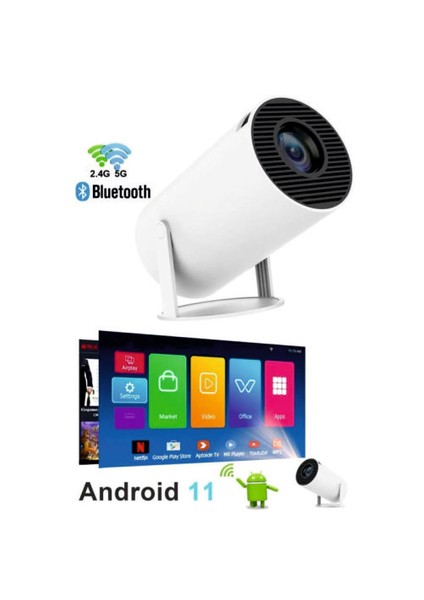 Taşınabilir Sinema Projektörü 1280 * 720P Ev Sineması Bluetooth Android 11
