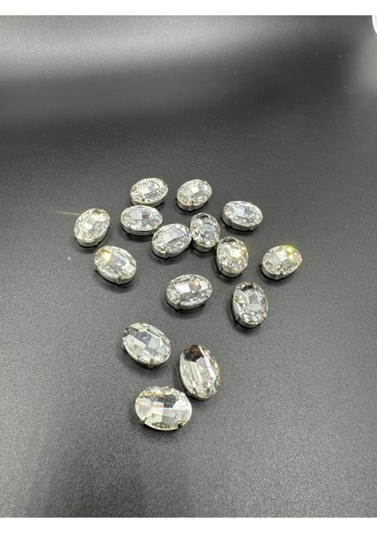 13X18(1.8CM) Kasalı Dikme Oval Cam Taş 10 Adet