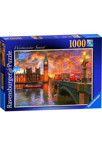 London - Westminster Gün Batımı, Oyuncak Puzzle, 1000 Tek Parça