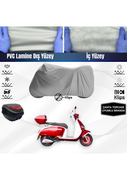 Ultra Shop Yukı Risotto 125 Uyumlu Motosiklet Brandası Çanta Topcase Uyumlu Motor Brandası