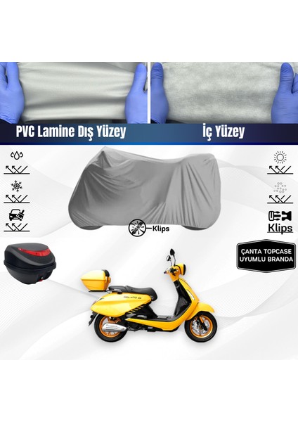 Ultra Shop Yukı Gelato 125 Uyumlu Motosiklet Brandası Çanta Topcase Uyumlu Motor Brandası