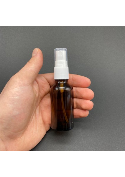 30 Ml Amber Cam Şişe Beyaz Spreyli , 30cc Amber Spreyli Boş Şişe X 6 Adet
