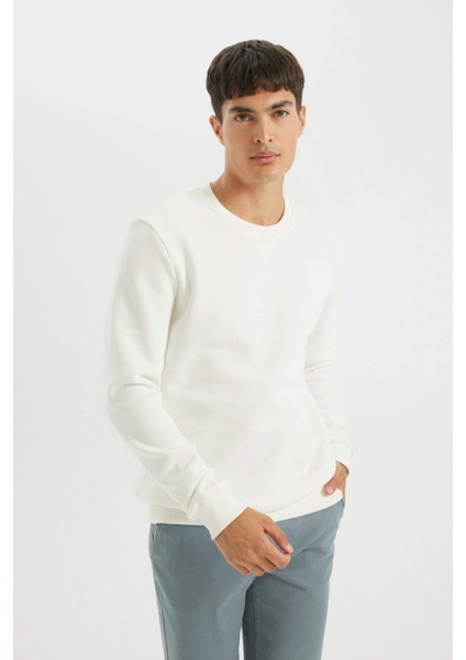 Regular Fit Bisiklet Yaka Kalın Basic Düz Sweatshirt T3777AZ24AU