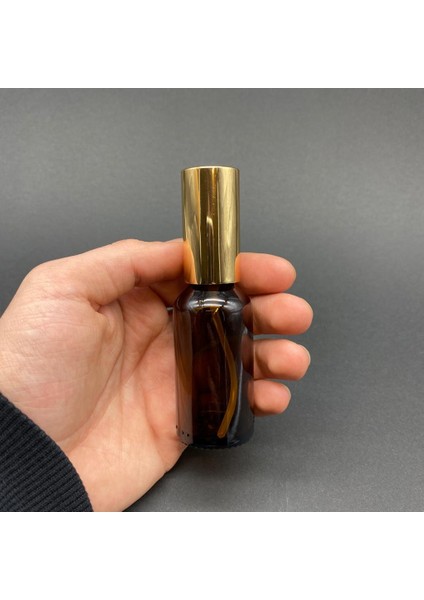 30 ml Kahverengi Cam Şişe Gold Metal Kapaklı Spreyli , 30CC Amber Spreyli Boş Şişe x 3 Adet