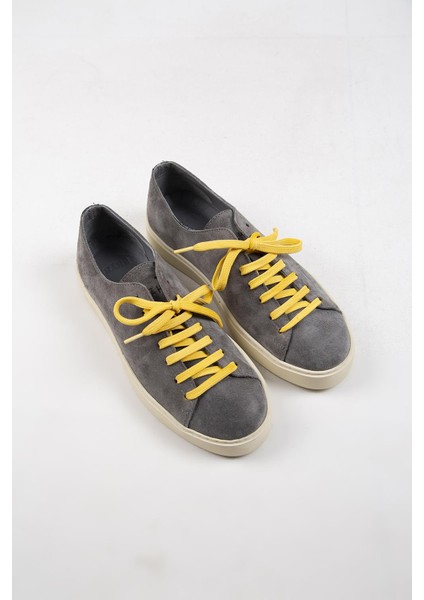 Ares Erkek Deri El Boyamalı Bağcık Ve Iki Yedek Bağcıklı Koyu Gri Sneakers modelleri