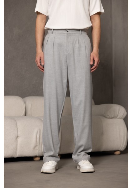 Baggy Pileli Erkek Kumaş Pantolon Rahat Kalıp fırsatları
