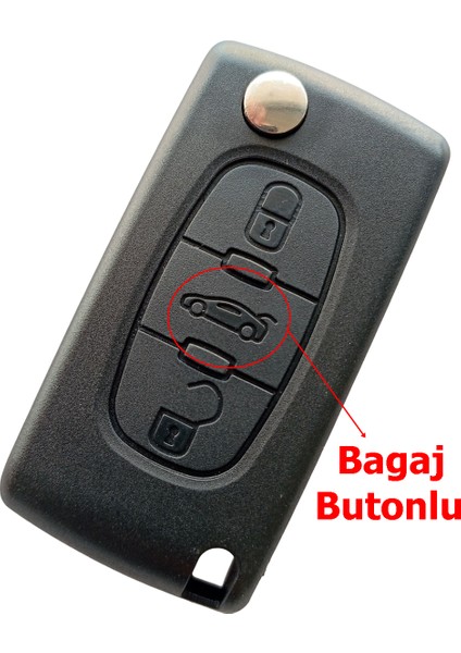 Peugeot Partner 207 208 308 407 508 3 Tuşlu Kumanda Anahtar Kabı Pil Yataksız Logolu