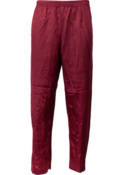 Erkek Saten Kumaş Pijama Pantolon Düz Renk Beli Lastikli Cepsiz Geniş Paça Rahat Kesim