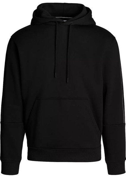 Erkek Logo Tape Hoodıe Sweatshirt-Siyah fırsatları
