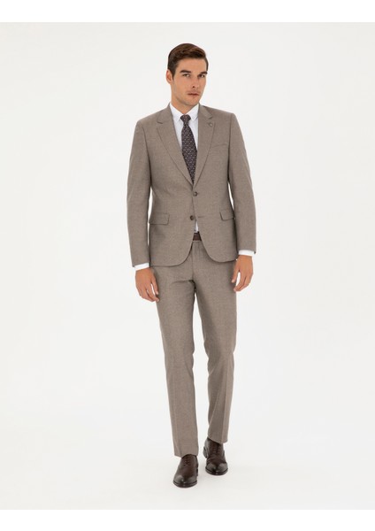 Pierre Cardin Erkek Açık Kahverengi Slim Fit Takım Elbise 50295825-VR002