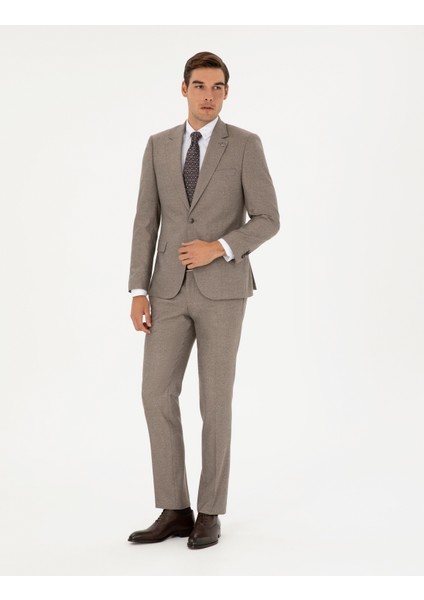 Pierre Cardin Erkek Açık Kahverengi Slim Fit Takım Elbise 50295825-VR002