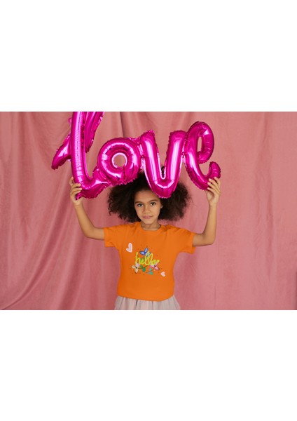 Kız Çocuk Pamuk Hello Çiçek Baskılı Kısa Kol Tshirt fiyatları