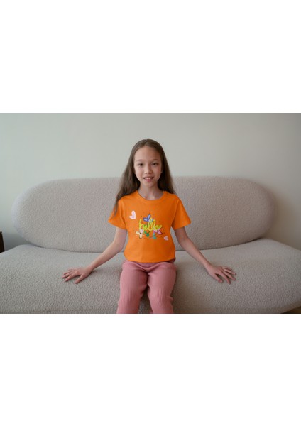 Kız Çocuk Pamuk Hello Çiçek Baskılı Kısa Kol Tshirt modelleri