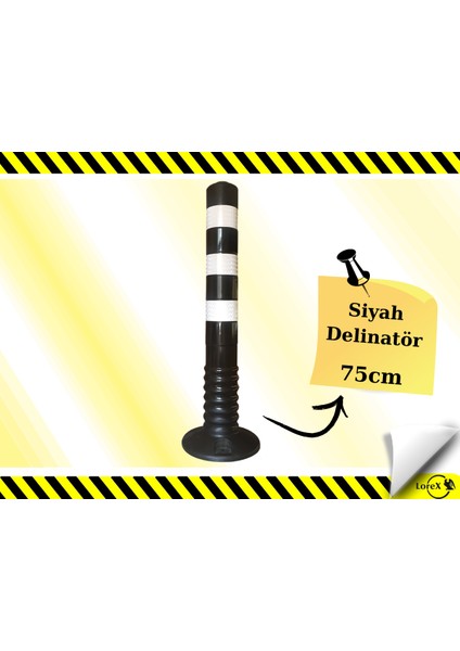 Siyah Esnek Plastik Otopark Dubası, Reflektifli Delinatör