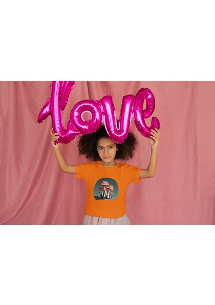 Kız Çocuk Pamuk Küçük Mantar Baskılı Kısa Kol Tshirt fiyatları