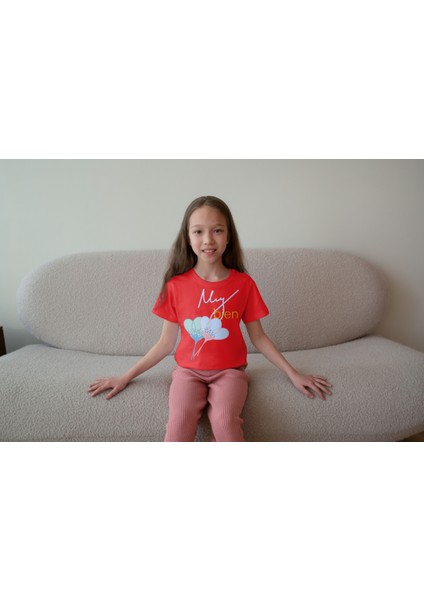 Kız Çocuk Pamuk Muy Bien Baskılı Kısa Kol Tshirt modelleri