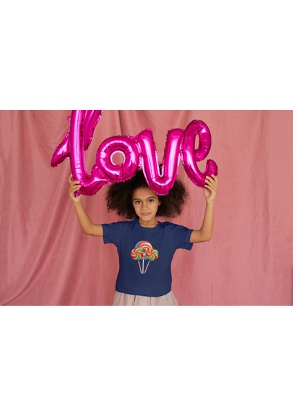 Kız Çocuk Pamuk Lolipop Baskılı Kısa Kol Tshirt fiyatları