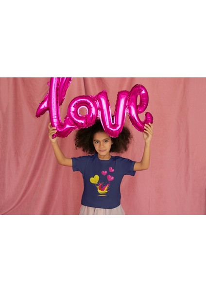 Kız Çocuk Pamuk Kalp Sweat Baskılı Kısa Kol Tshirt fiyatları