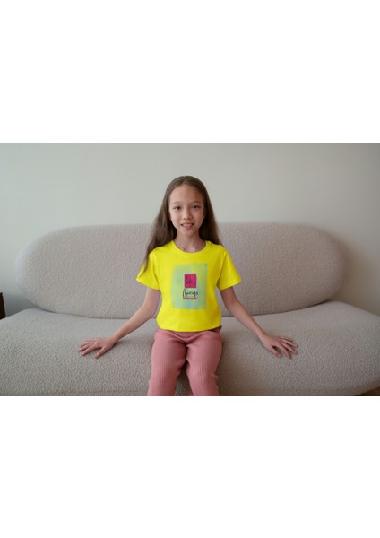 Kız Çocuk Pamuk Salıncak Baskılı Kısa Kol Tshirt