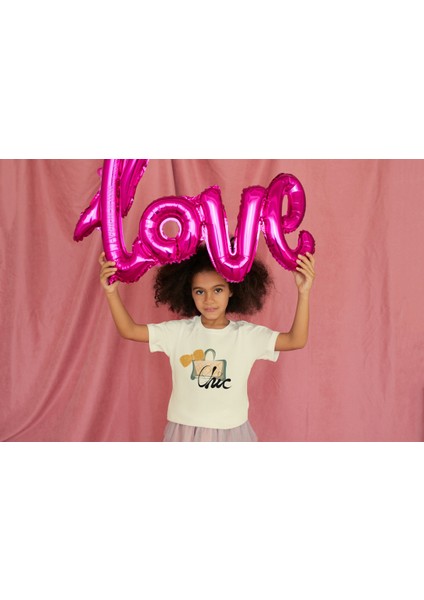 Kız Çocuk Pamuk So Chic 2 Çanta Baskılı Kısa Kol Tshirt