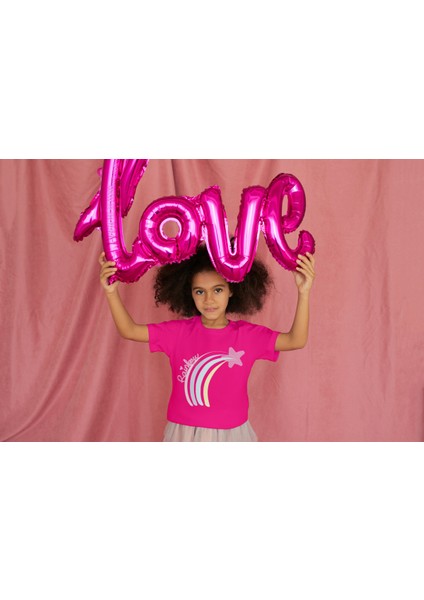 Kız Çocuk Pamuk Rainbow Baskılı Kısa Kol Tshirt fiyatları