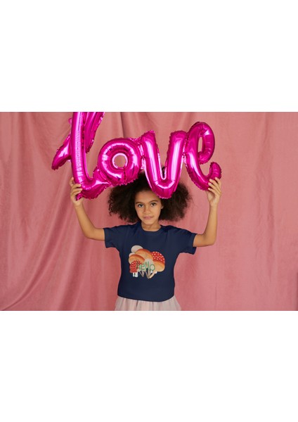 Kız Çocuk Pamuk Hello Mantar Baskılı Kısa Kol Tshirt fiyatları