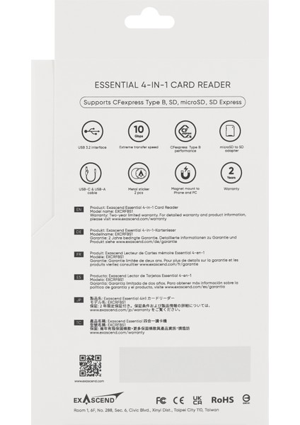 Essential 4-In-1 Card Reader ( Type B, Sd, Micro Sd,sd Express )